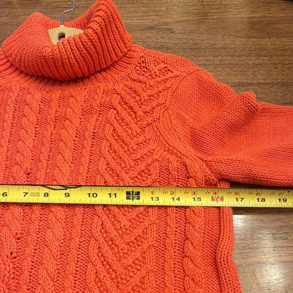 Vintage Woman Lands' End Drifter Cable Fisherman M Orange Preppy Classic - Picture 5 of 8